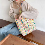 Rainbow Stripe Shoulder Bag Women's Messenger Bags Large Capacity