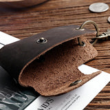 Men's Leather Car Key Wallet Holder Vintage Crazy Horse Cowhide Small Organizer