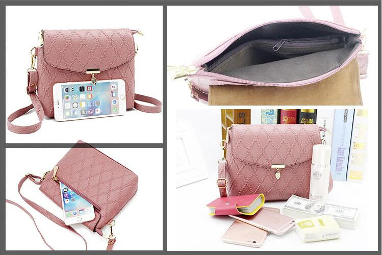Pink Quilted Cross Shoulder Bag for Women