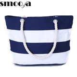 Stripes Printed Beach Canvas Shoulder Bag for Women
