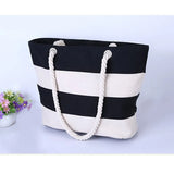 Stripes Printed Beach Canvas Shoulder Bag for Women