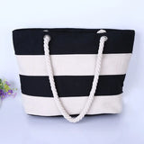 Stripes Printed Beach Canvas Shoulder Bag for Women