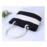 Stripes Printed Beach Canvas Shoulder Bag for Women