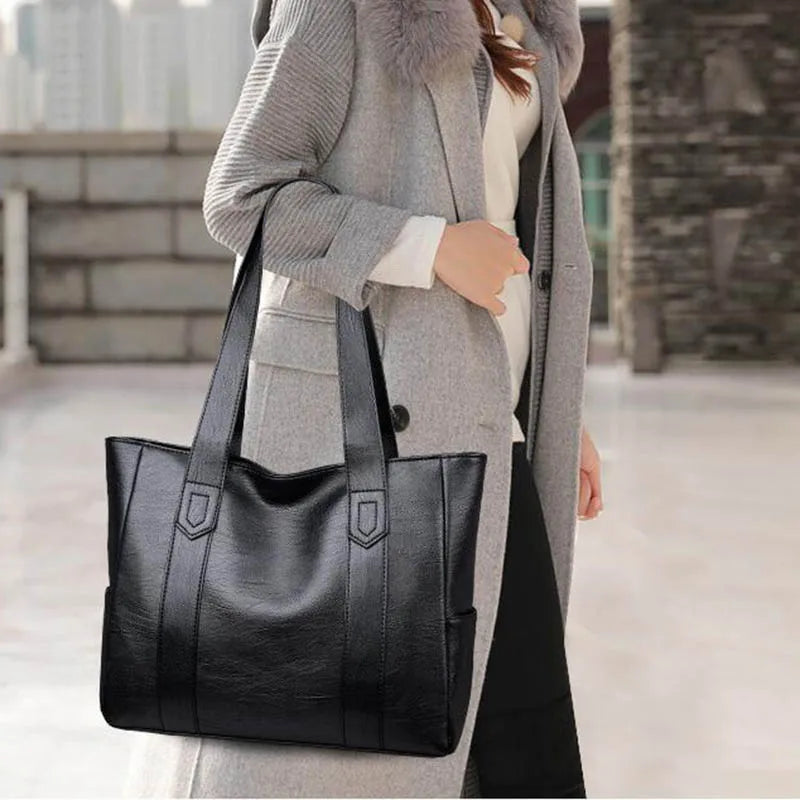 Leather Tote Bag Embossed Retro Style Large Purse Shoulder Handbag