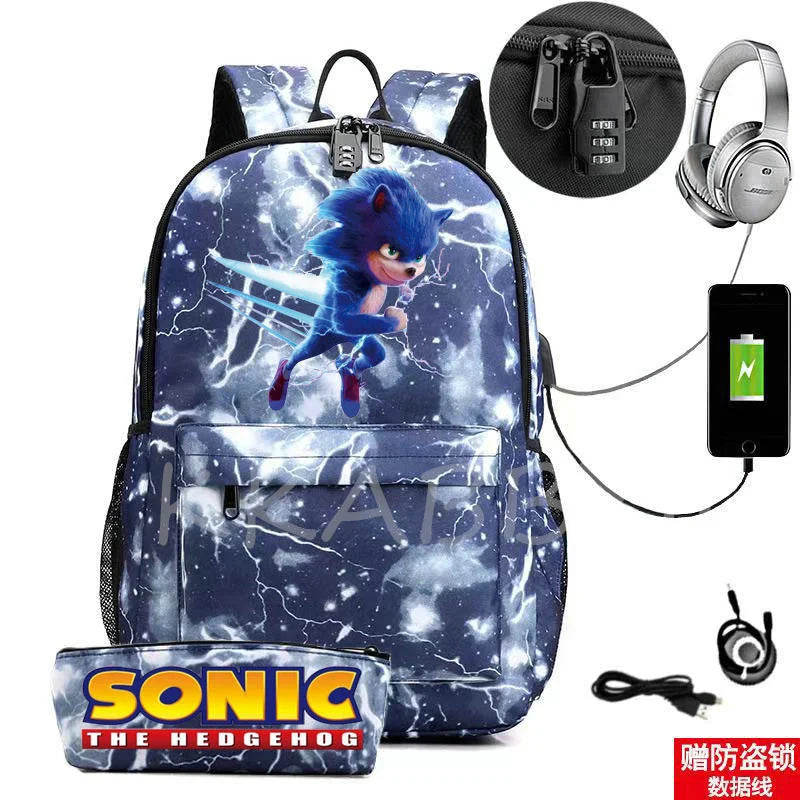 Canvas Backpack Teenager Boys Girls USB Charge School Bag Mochila Gift