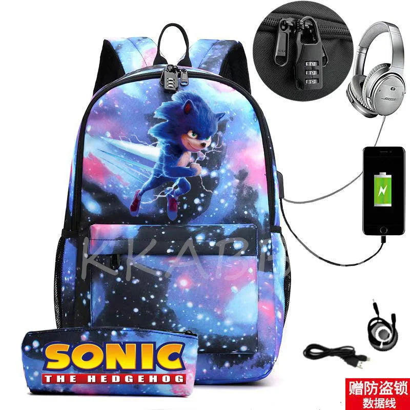 Canvas Backpack Teenager Boys Girls USB Charge School Bag Mochila Gift