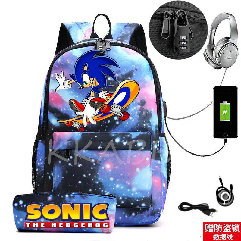 Kids Backpack Set Canvas Schoolbag 2pcs + Pencil Case