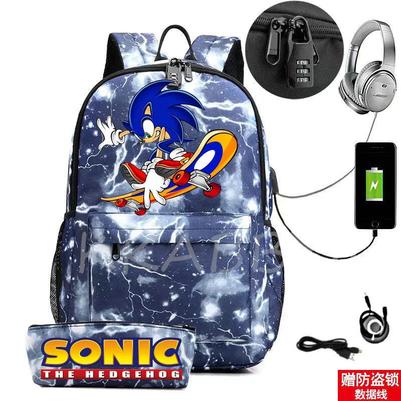 Kids Backpack Set Canvas Schoolbag 2pcs + Pencil Case