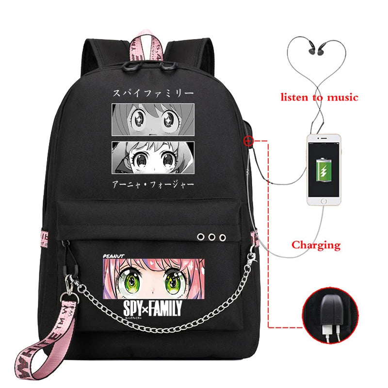 SPYFAMILY Anime School Bag USB Charging Backpack