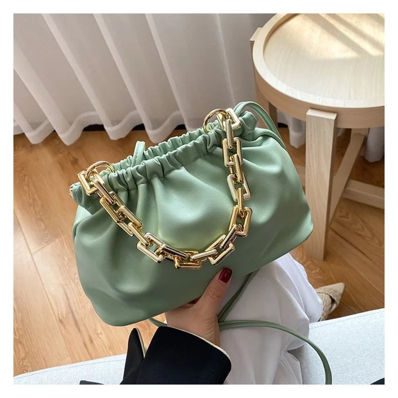 Cloud Underarm Shoulder Bag Clutch Purse Pleated Pouch Handbag