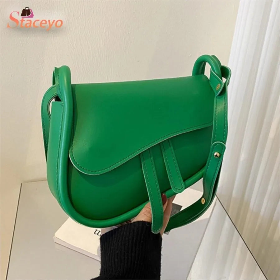 Saddle Small Shoulder Crossbody Bags For Women Trends Mini PU Leather