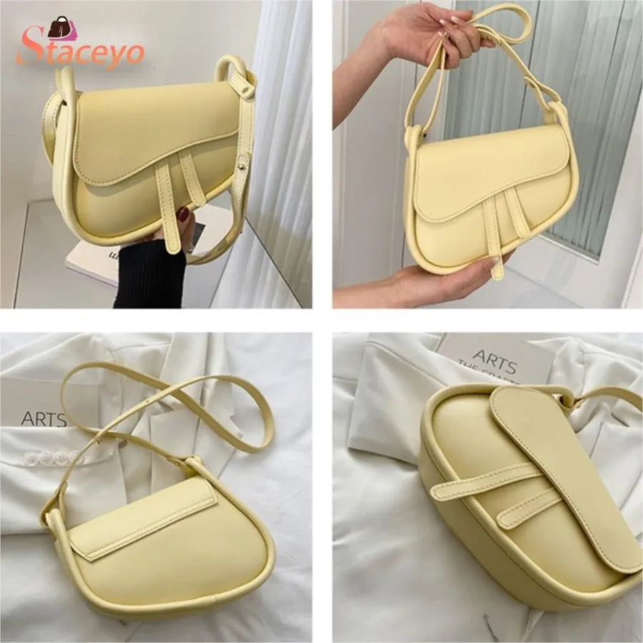 Saddle Small Shoulder Crossbody Bags For Women Trends Mini PU Leather