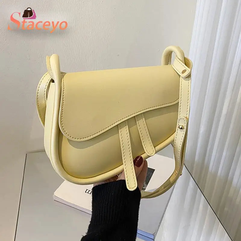 Saddle Small Shoulder Crossbody Bags For Women Trends Mini PU Leather