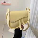 Saddle Small Shoulder Crossbody Bags For Women Trends Mini PU Leather