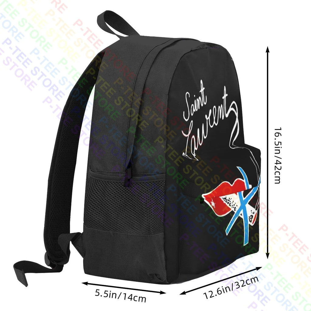 Saint 12 Laurent Lips Backpack Beach Gym Tote School Sport Bag