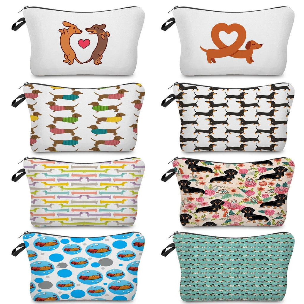Sausage Dog Printing Makeup Bag Portable Travel Bags Children Pencil Case