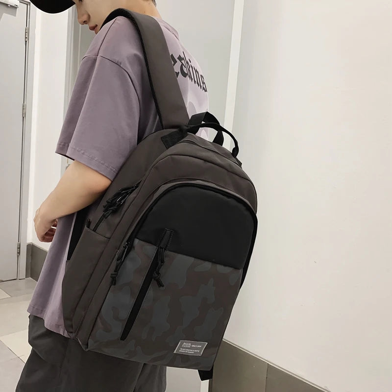 Casual Nylon Waterproof School Backpack Grey