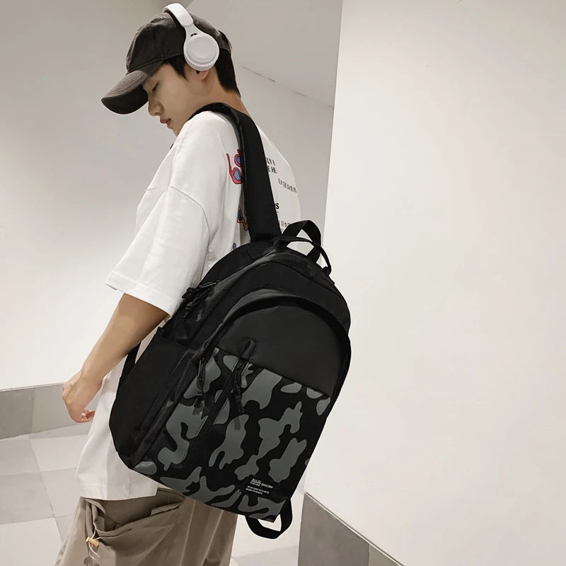 Casual Nylon Waterproof School Backpack Grey