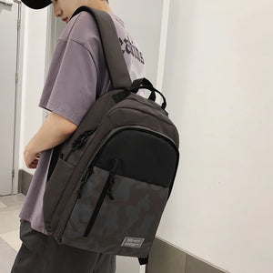 Casual Nylon Waterproof School Backpack Grey