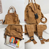 Canvas Backpack for College Student Large Capacity Khaki Bag
