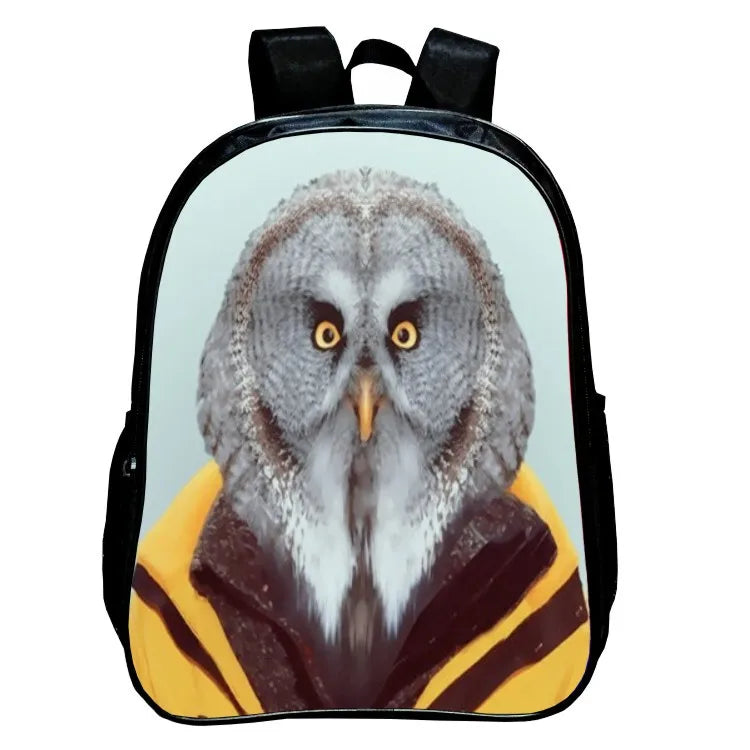 Wolf Print School Backpack Set Large Capacity Rucksack