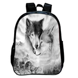Wolf Print School Backpack Set Large Capacity Rucksack