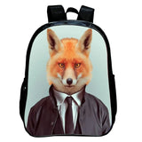 Wolf Print School Backpack Set Large Capacity Rucksack