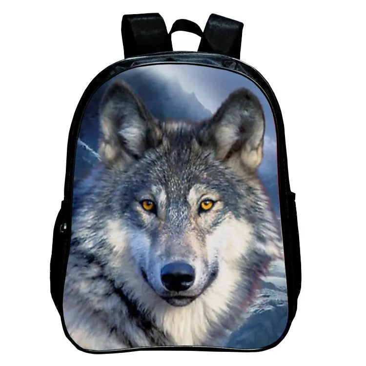 Wolf Print School Backpack Set Large Capacity Rucksack