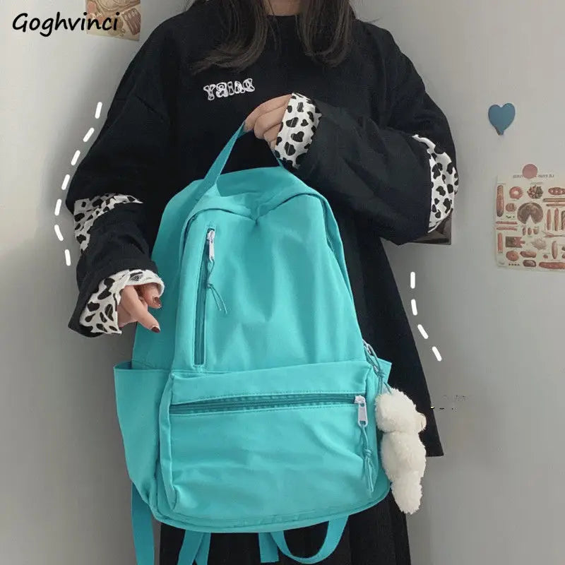 Solid Casual Unisex Style Backpacks Large Capacity