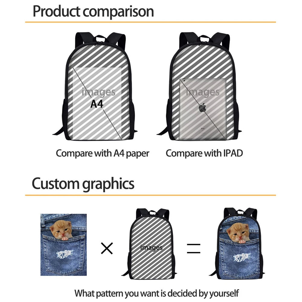 Boys 3D Football Print School Bag Kids Backpack Men Child Bookbag