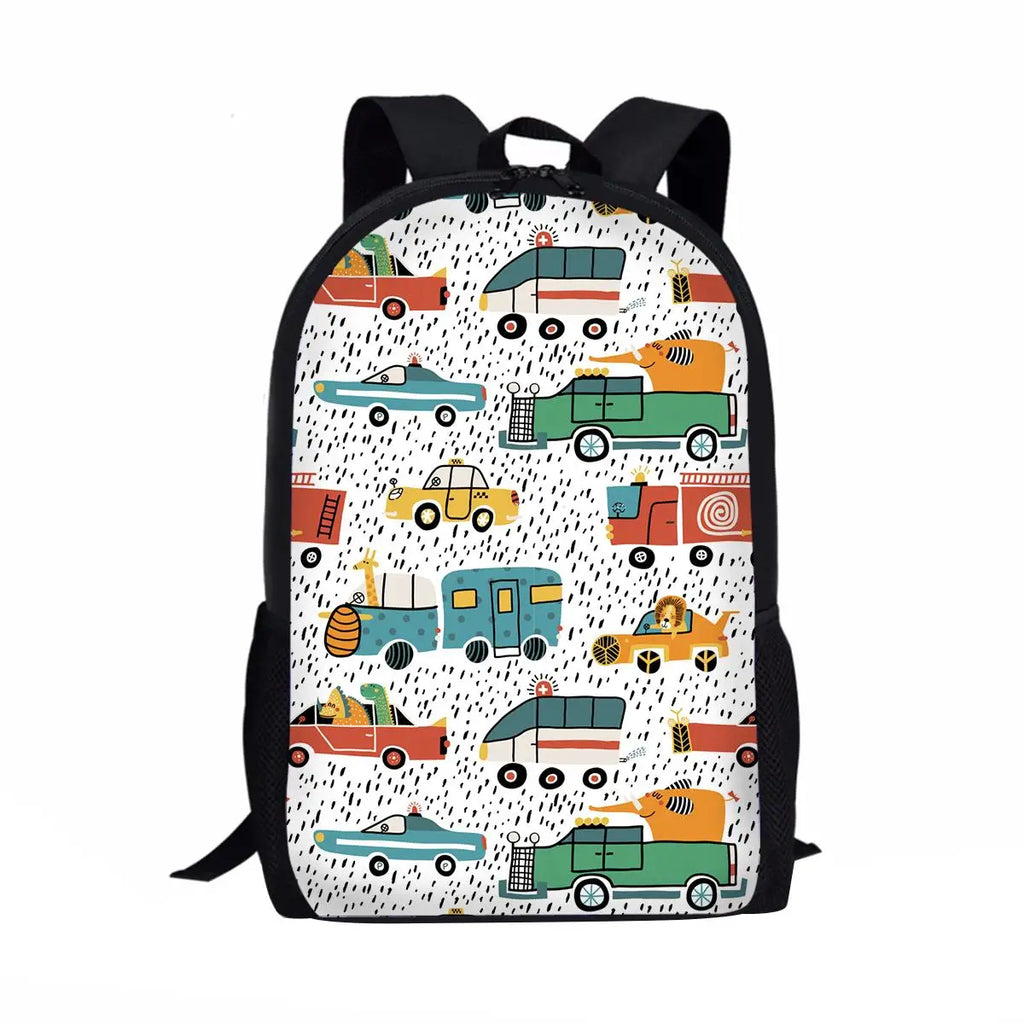 Boys Cartoon Car Airplane Pattern Backpack Schoolbag