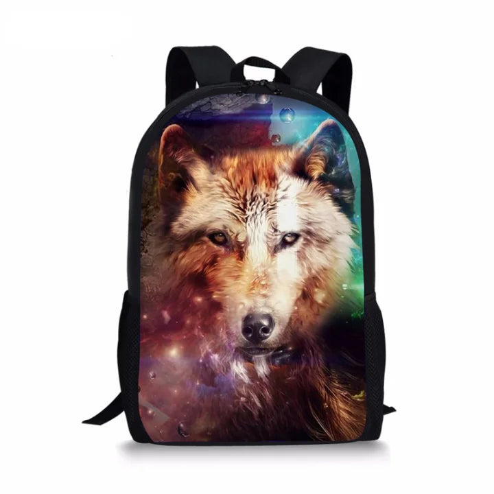 3D Animals Owl Fox Print School Bag for Boys