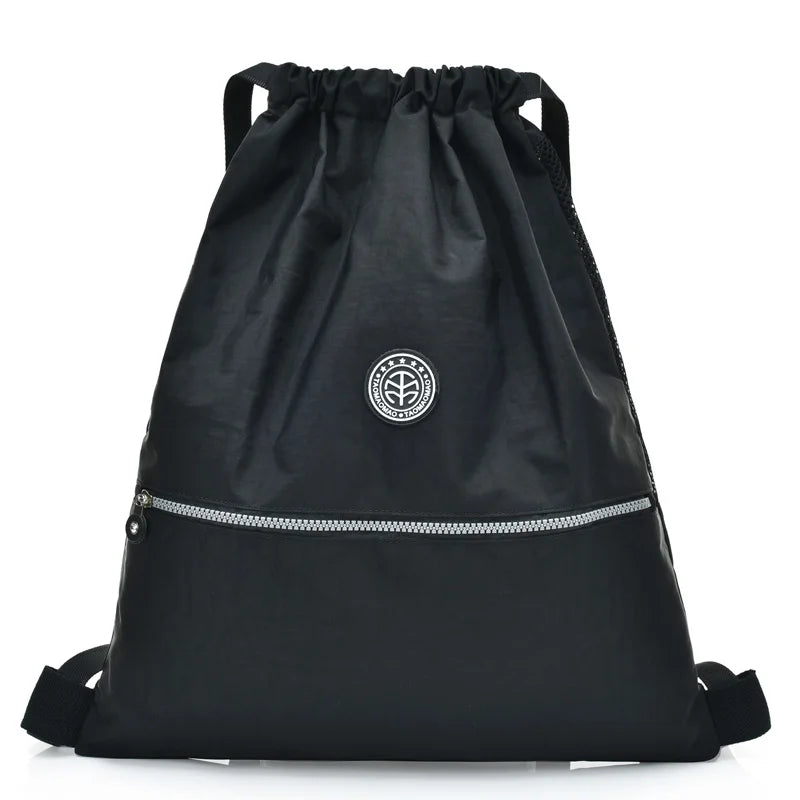 Nylon School Drawstring Backpack for Teenage Girls