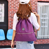 Nylon School Drawstring Backpack for Teenage Girls