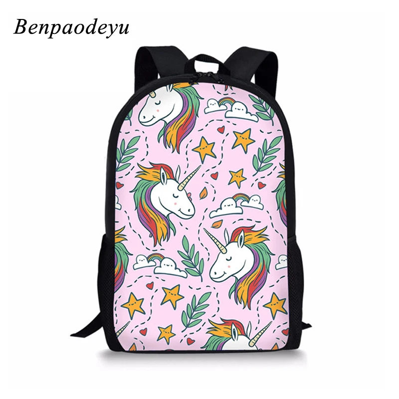 Unicorn Printed Teenagers Backpack School Bags Kids Backpack