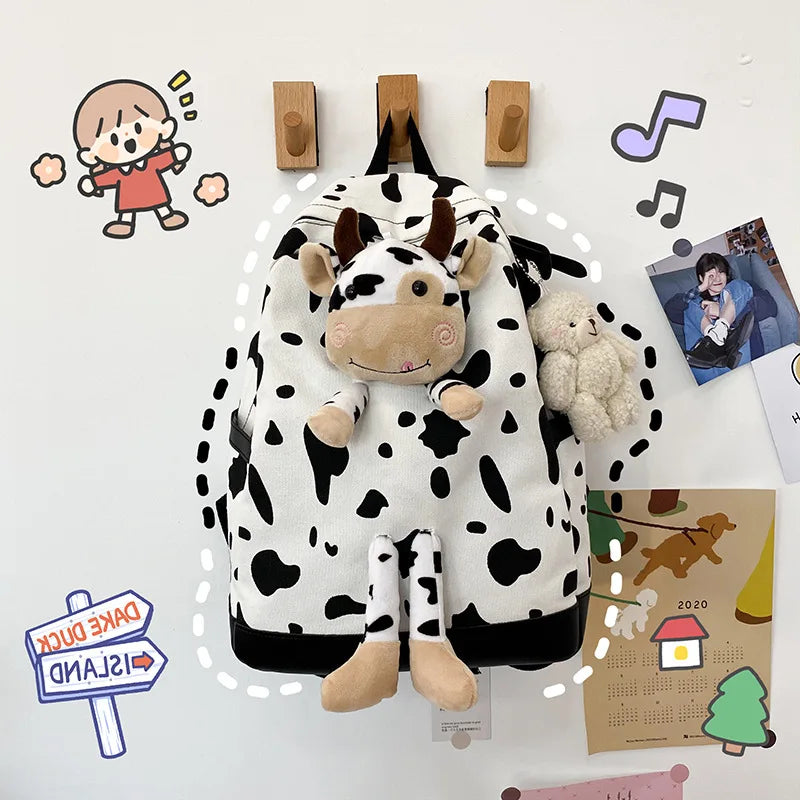 Cow Pattern Schoolbag Girl Style Harajuku Backpack