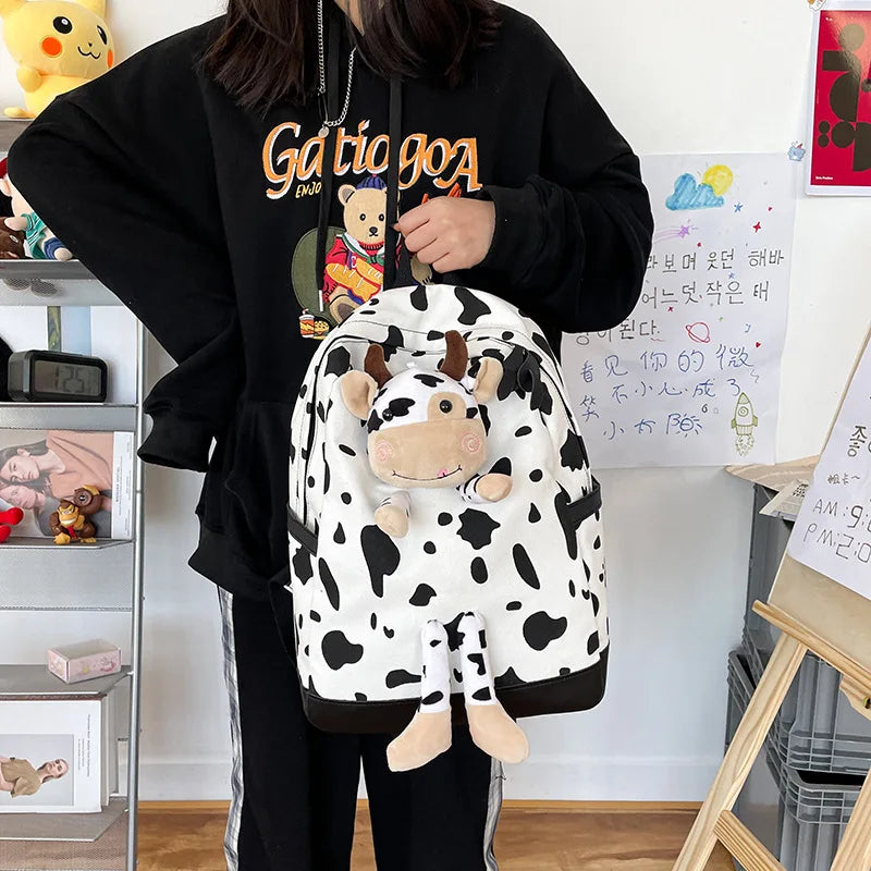 Cow Pattern Schoolbag Girl Style Harajuku Backpack
