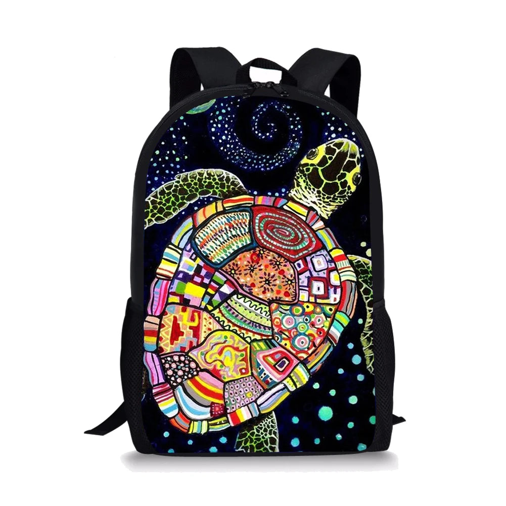 Sea Turtle Print Backpack Portable Casual Outdoor Travel Children's Knapsack