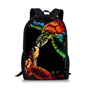 Sea Turtle Print Backpack Portable Casual Outdoor Travel Children's Knapsack