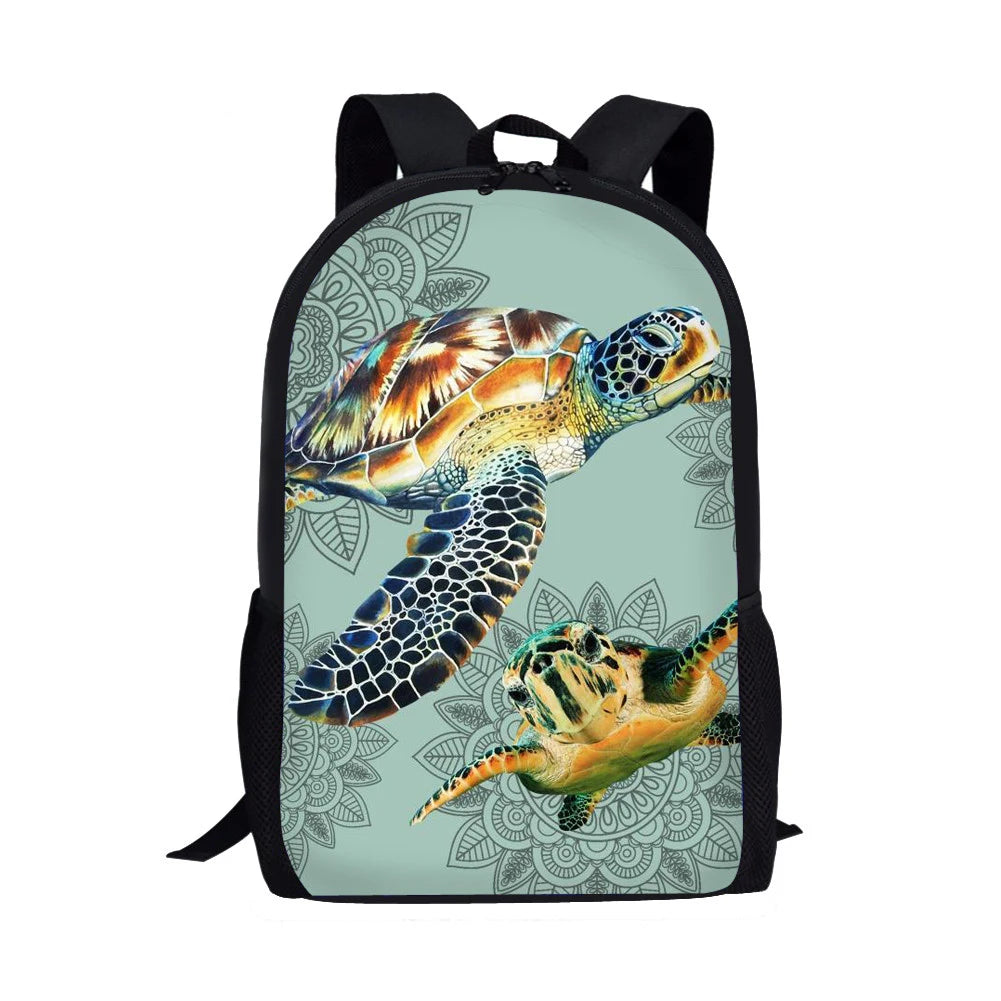 Sea Turtle Printed Kids School Backpack Unique Animals Teenage Girls Bookbag