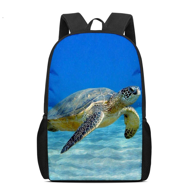 Sea Turtle Printing Schoolbag Pencil & Shoulder Bag Student Backpack