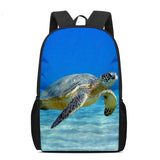 Sea Turtle Printing Schoolbag Pencil & Shoulder Bag Student Backpack