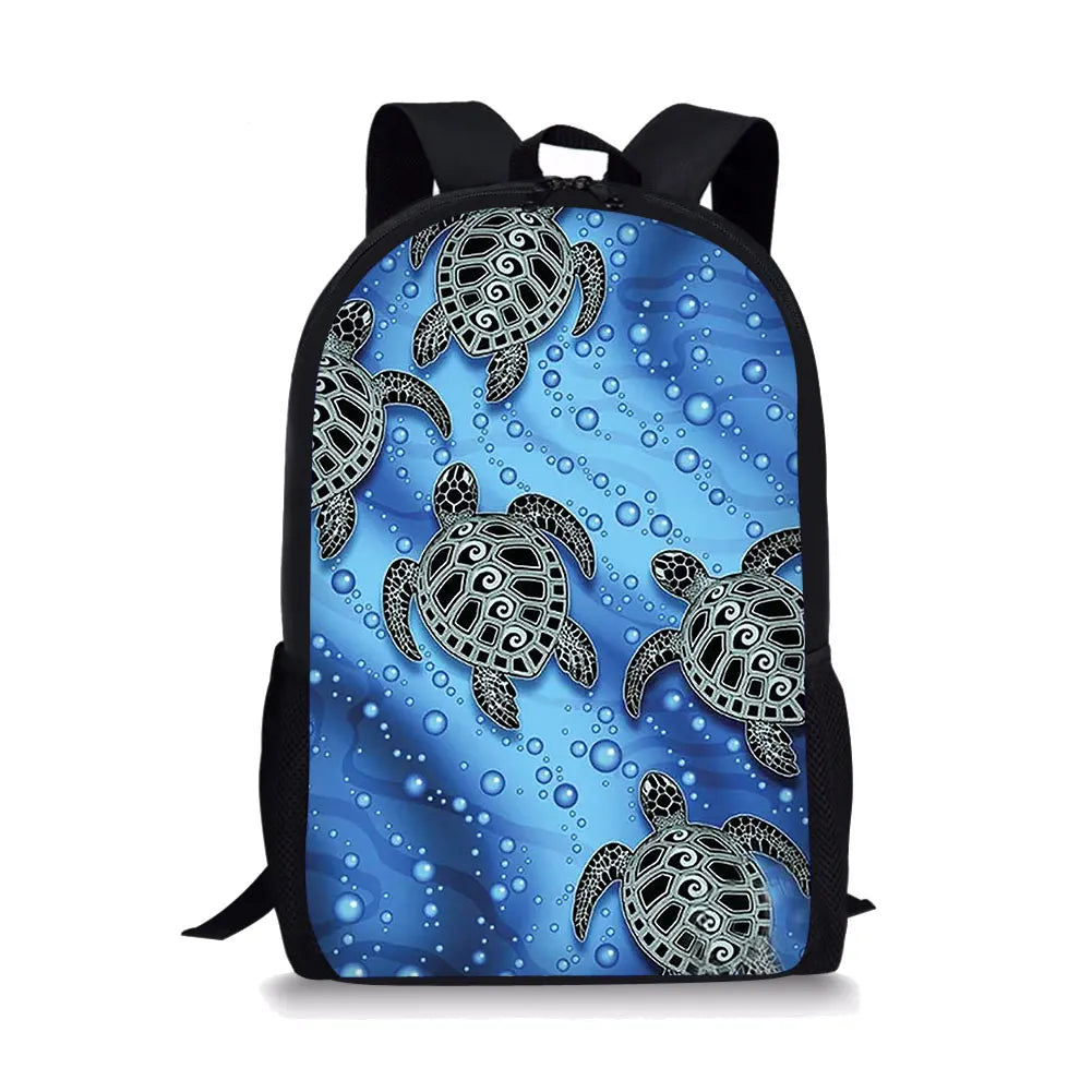 Sea Turtle Printing Schoolbag Pencil & Shoulder Bag Student Backpack