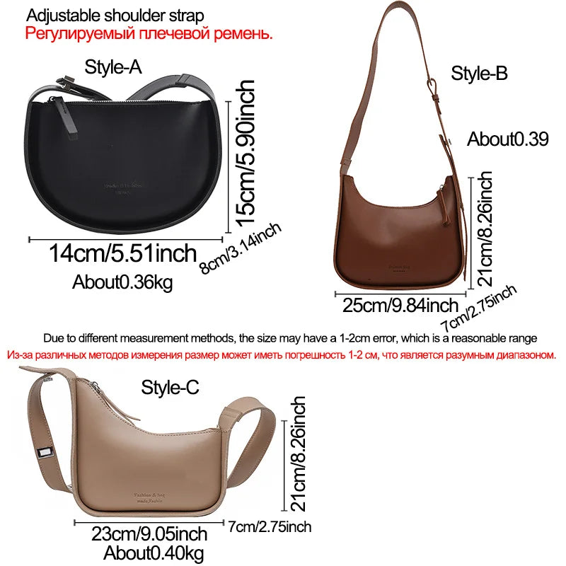 Semicircle Saddle Shoulder Crossbody Bags for Women