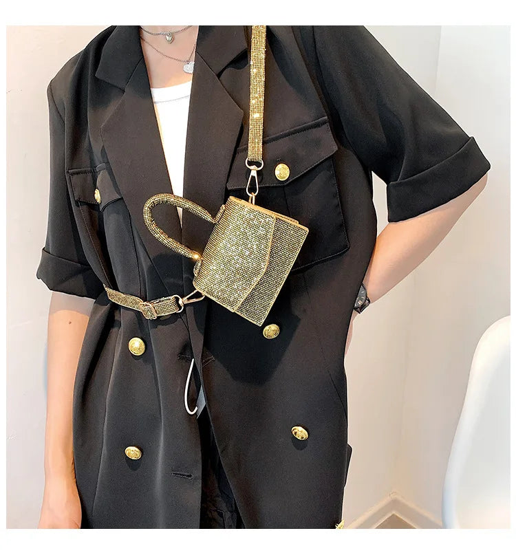 Sequin Casual Mini Square Messenger Bag for Women