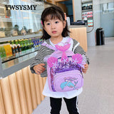 Sequin Leather Girls Backpack Small Bags Children's Shoulder Bag
