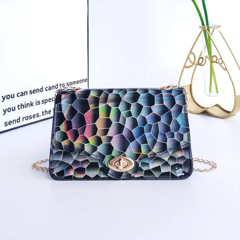 Sequin Square Bag Crossbody Chains Women Shoulder Messenger Purse B112