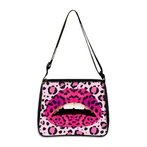 Leopard Lips Print Women Handbags Canvas Shoulder Bags Travel Hip Hop Clutch