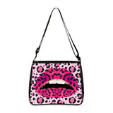Leopard Lips Print Women Handbags Canvas Shoulder Bags Travel Hip Hop Clutch