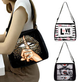 Leopard Lips Print Women Handbags Canvas Shoulder Bags Travel Hip Hop Clutch